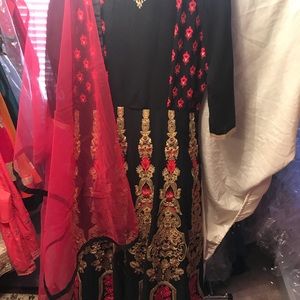 Long floor length gown.